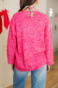 The Slouchy Fuchsia Pink Bubble Sleeve Sweater