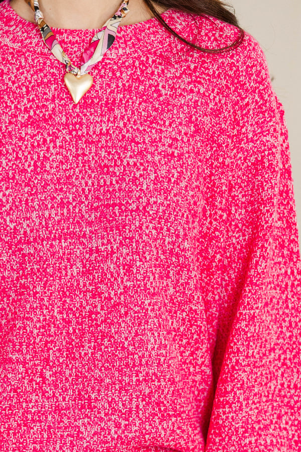The Slouchy Fuchsia Pink Bubble Sleeve Sweater