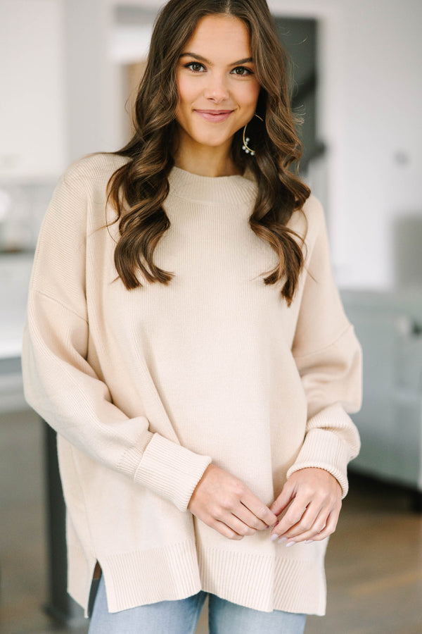 Feeling So Chipper Taupe Brown Cowl Neck Sweater – Shop the Mint