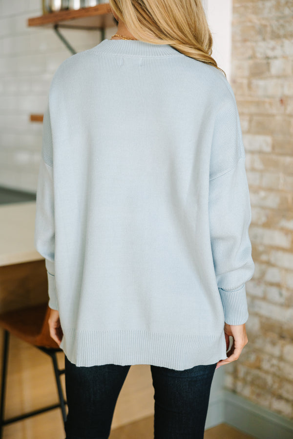 Perfectly You Light Blue Mock Neck Sweater