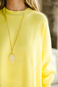 Perfectly You Yellow Mock Neck Sweater