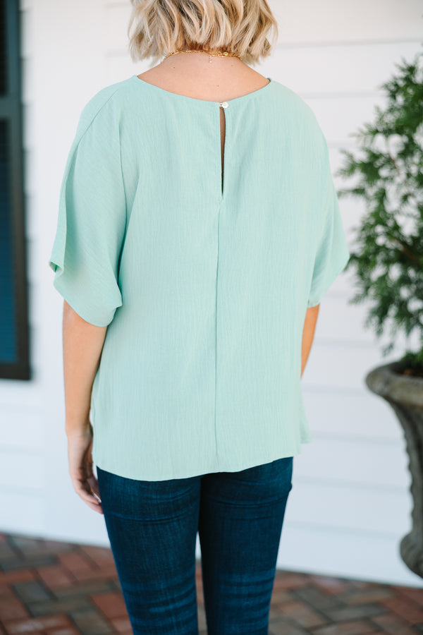 Happy Thoughts Sage Green Tied Blouse