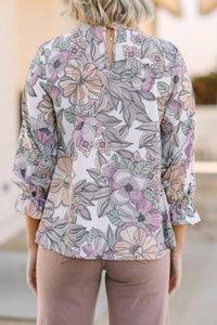 Tried and True Mauve Pink Floral Blouse