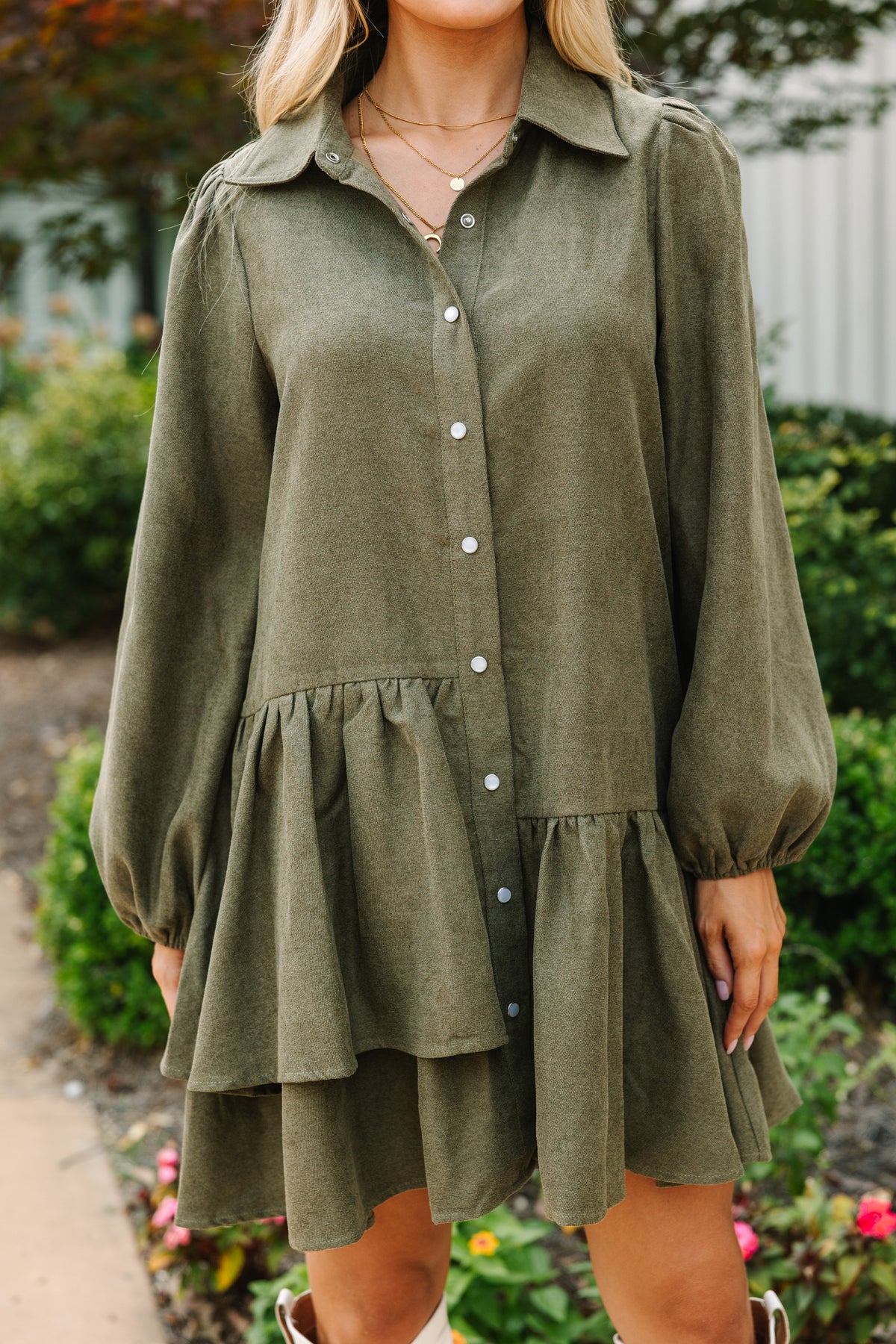 It's Your Place Olive Green Button Down Dress Shop the Mint