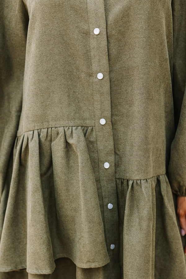 It's Your Place Olive Green Button Down Dress Shop the Mint