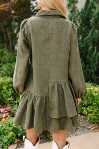 It's Your Place Olive Green Button Down Dress