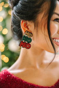 beaded earrings, holiday earrings, Christmas earrings