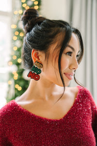 beaded earrings, holiday earrings, Christmas earrings