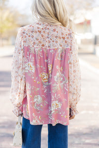 Making Moves Mauve Pink Floral Blouse