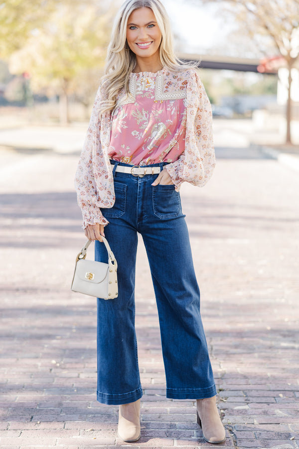 Making Moves Mauve Pink Floral Blouse