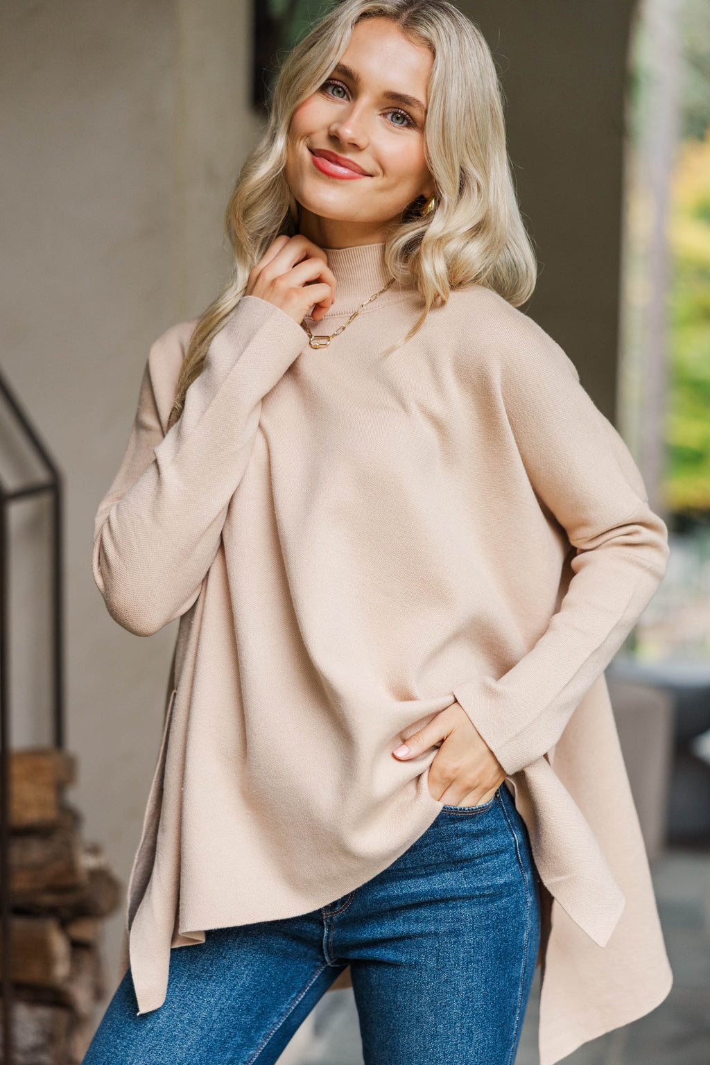 Going With You Taupe Brown Mock Neck Sweater – Shop the Mint