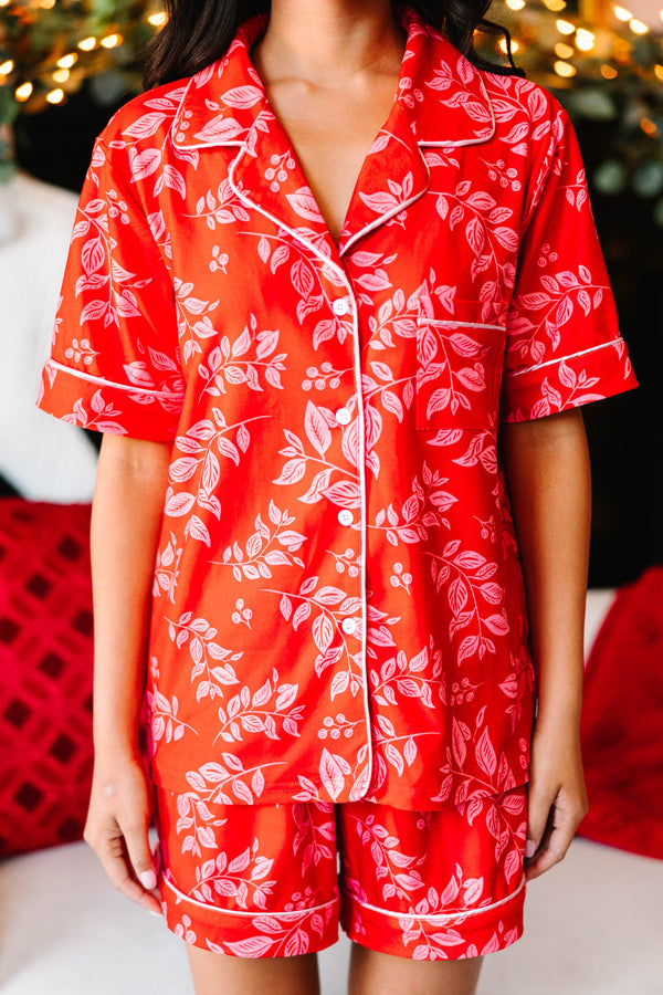 Staying In Red Floral S/S Pajama Set