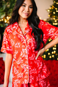 Staying In Red Floral S/S Pajama Set
