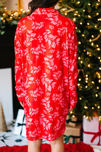 Staying In Red Floral Pajama Dress