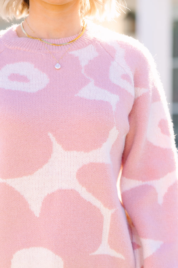 Made You Look Peach Pink Flroal Sweater