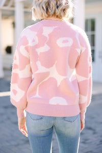 Made You Look Peach Pink Flroal Sweater