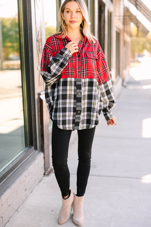 RITERA Plus Size Women's Color Block Tunic – Long Sleeve Plaid Blouse With Raglan Sleeves