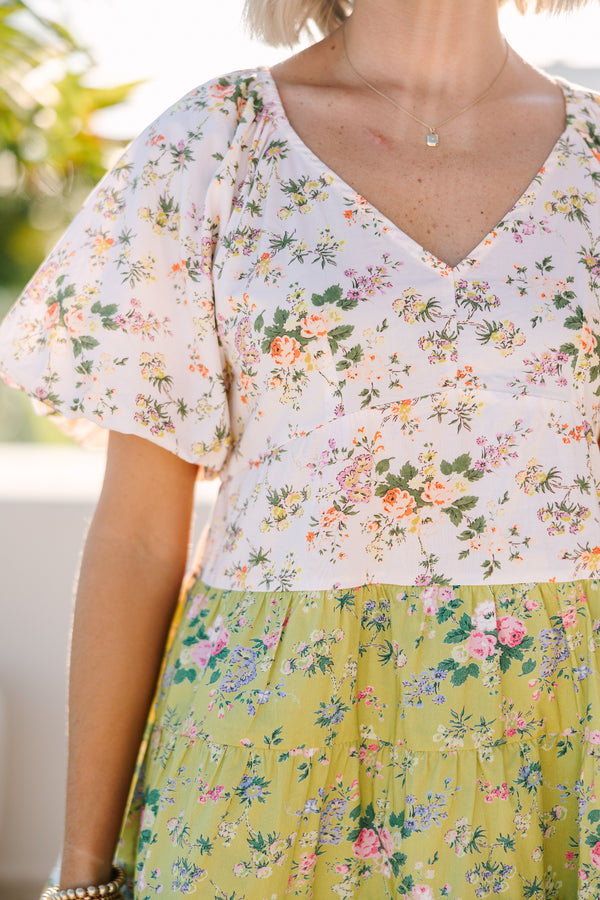 All On You Cream White Ditsy Floral Dress