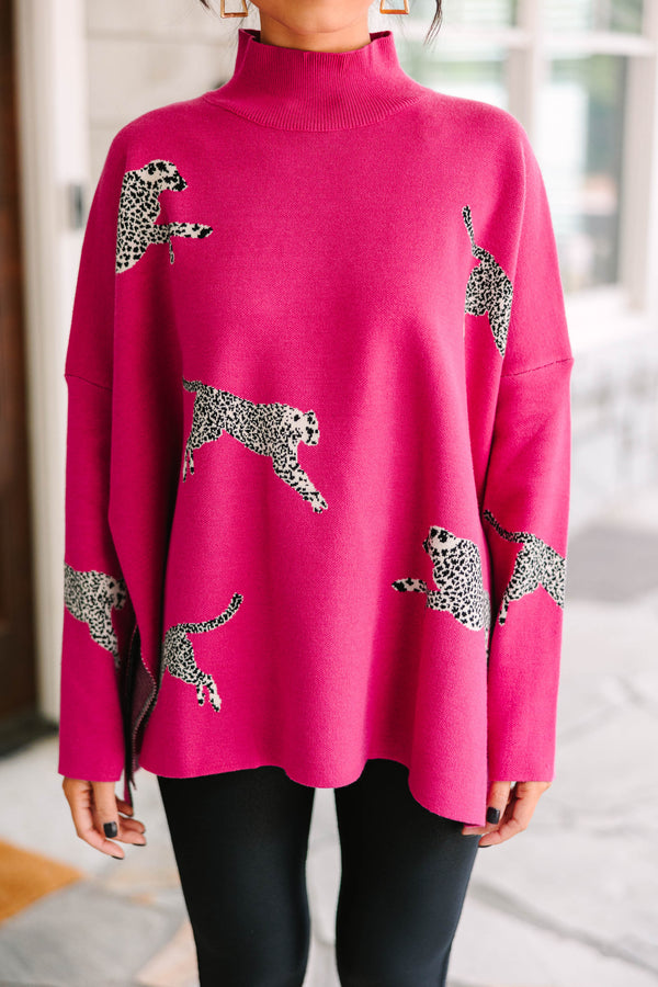 Quick Decisions Hot Pink Cheetah Sweater