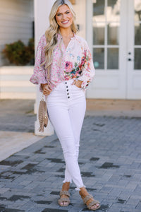 In Full Support Pink Floral Blouse