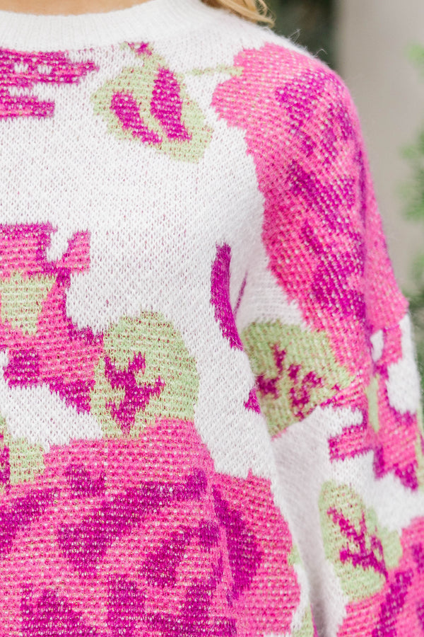 It's Your Choice Ivory White Floral Sweater