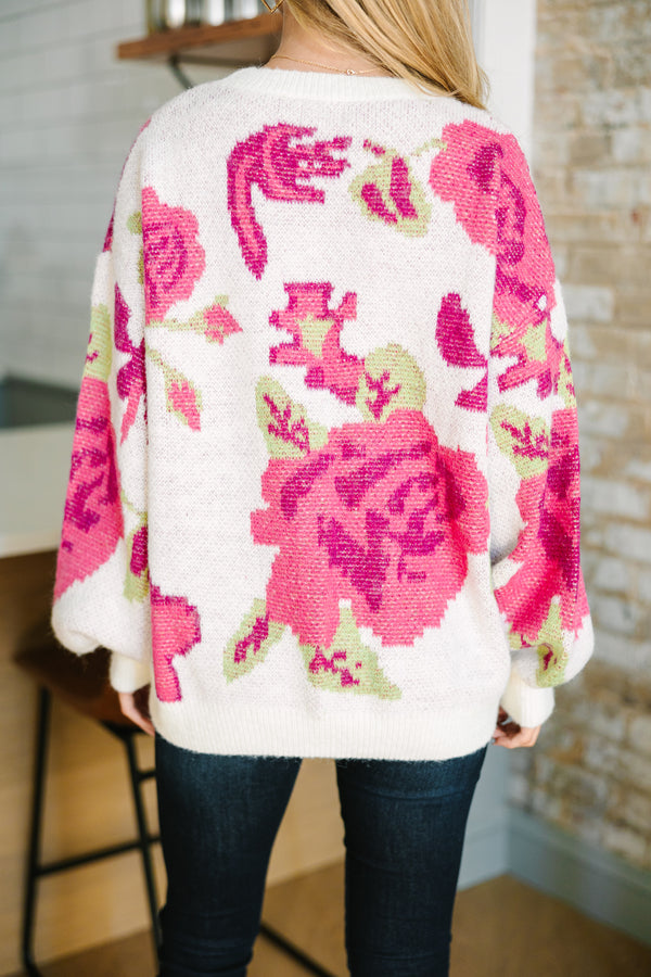 floral sweaters, pink floral sweaters, cute boutique sweaters