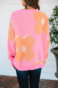 Look Out Pink Floral Sweater
