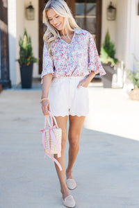 All That You Need Lavender Purple Ditsy Floral Blouse