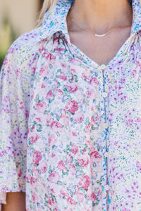 All That You Need Lavender Purple Ditsy Floral Blouse