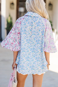 All That You Need Lavender Purple Ditsy Floral Blouse