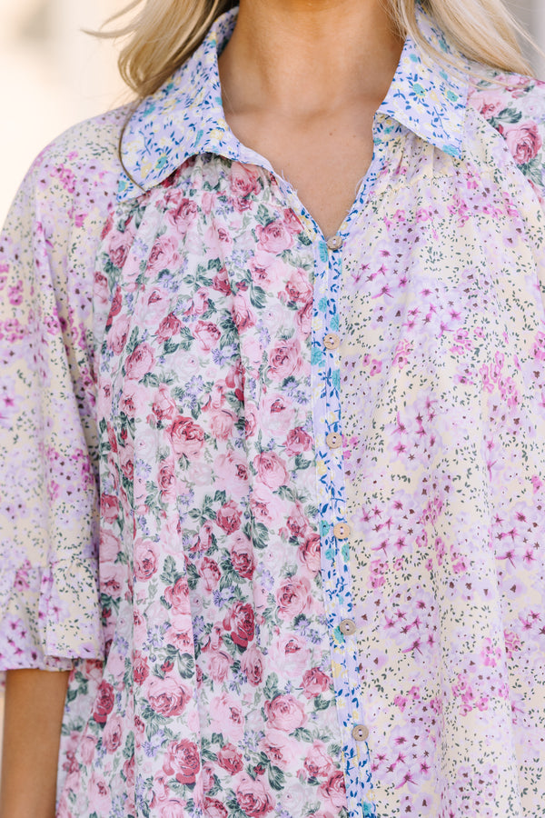 All That You Need Lavender Purple Ditsy Floral Tunic