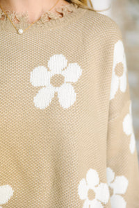 Never Let You Go Taupe Brown Floral Sweater
