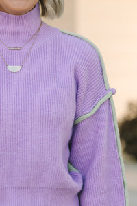 Right This Way Lavender Purple Colorblock Sweater