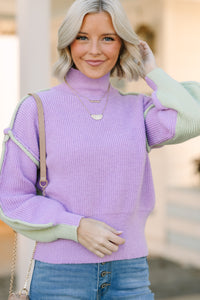 Right This Way Lavender Purple Colorblock Sweater