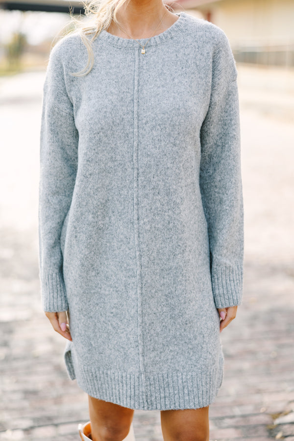 grey tunic sweater dress Just Think It Through Gray Tunic Sweater Dress Shop the Mint