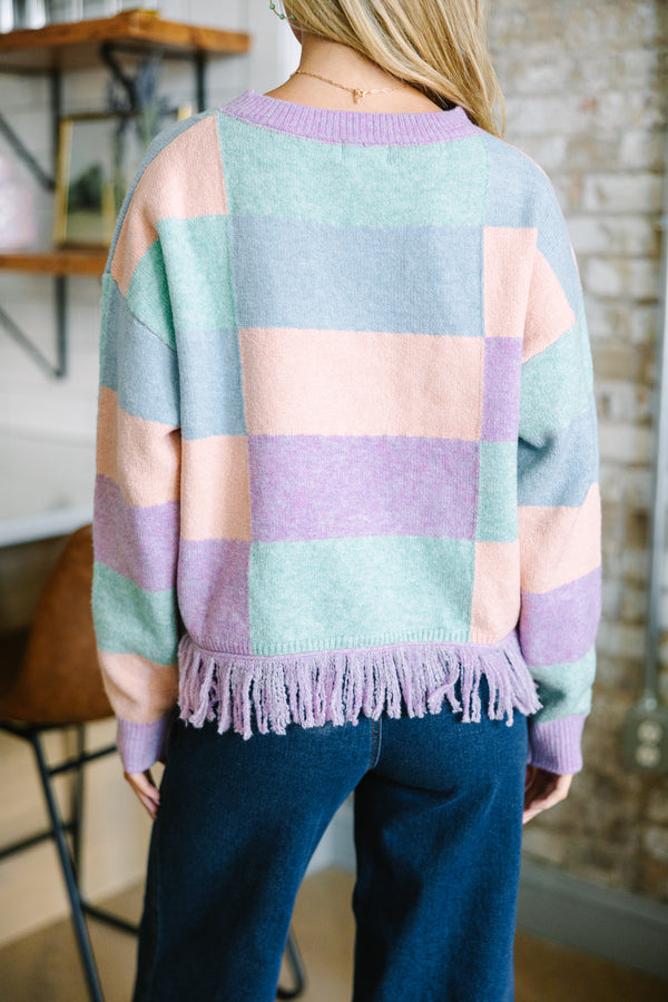 Make Your Day Lavender Multi Checkered Sweater
