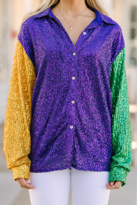 Let The Good Times Roll Purple Sequin Blouse