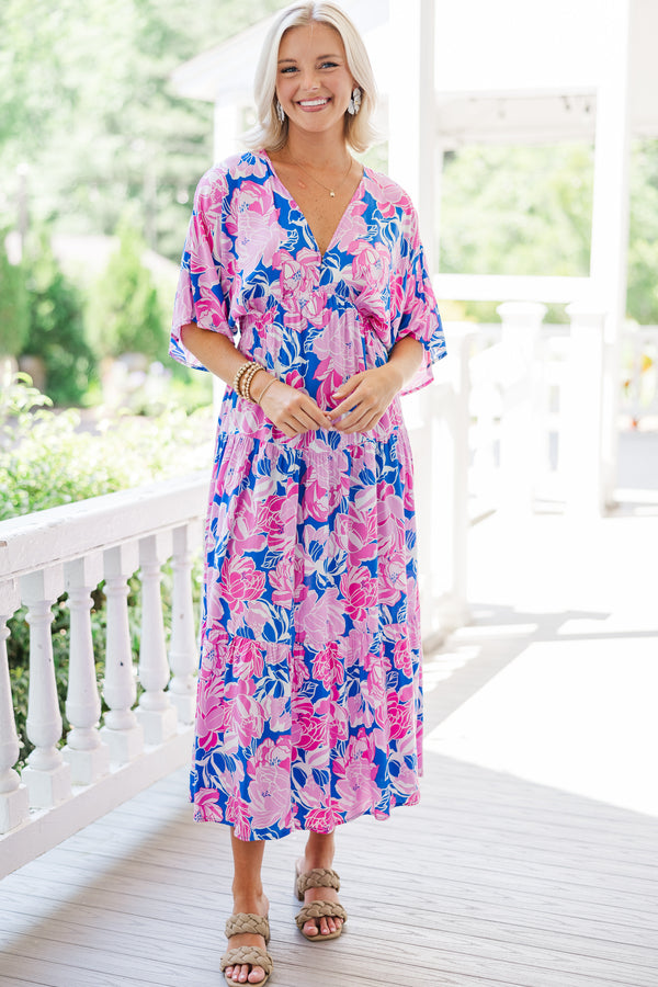 See It Through Royal Blue Floral Maxi Dress Shop the Mint See It Through Royal Blue Floral Maxi Dress Shop the Mint