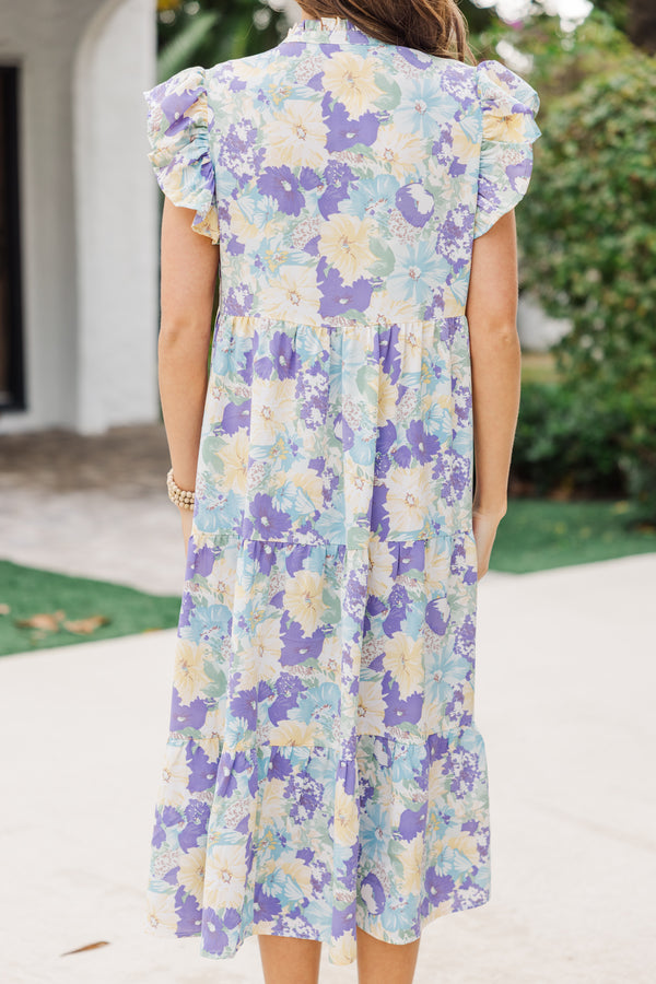 Real Love Yellow Floral Midi Dress, Medium - The Mint Julep Boutique