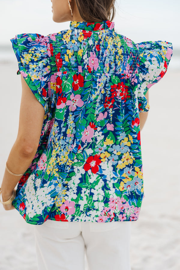 Live Out Loud Navy Blue Floral Blouse