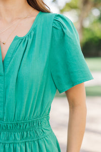 It's In The Air Jade Green Tiered Midi Dress