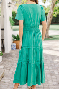 It's In The Air Jade Green Tiered Midi Dress