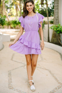 Feminine Love Lavender Purple Ruffled Dress