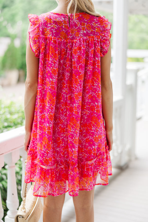 Lovely New Days Hot Pink Ditsy Floral Dress