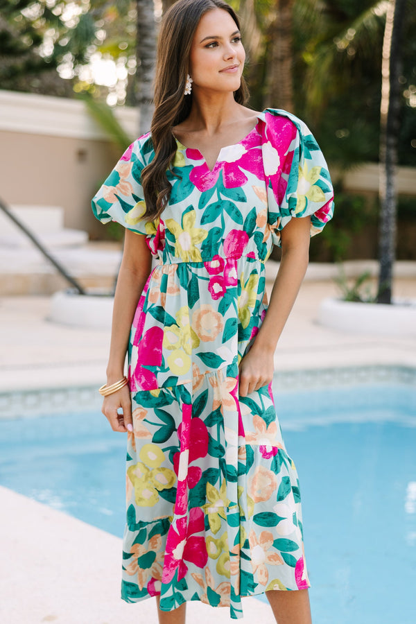 Odds Are in Your Favor Mint Green Floral Midi Dress, Large - The Mint Julep Boutique | Women's Boutique Clothing Odds Are in Your Favor Mint Green Floral Midi Dress, Large - The Mint Julep Boutique | Women's Boutique Clothing