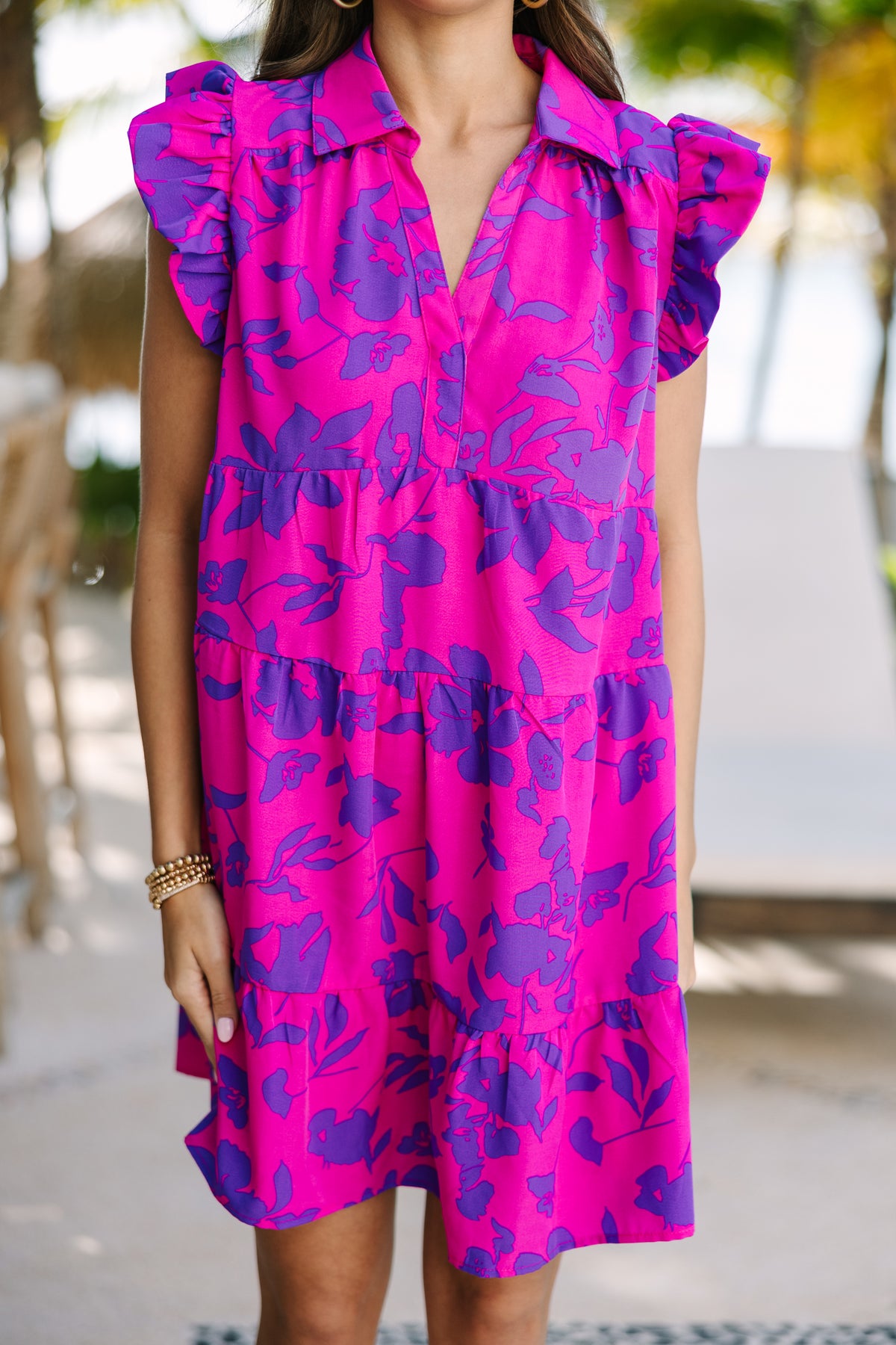 Magenta Velvet Babydoll Dress main image 0