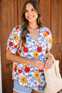 Ease On By White Floral Top