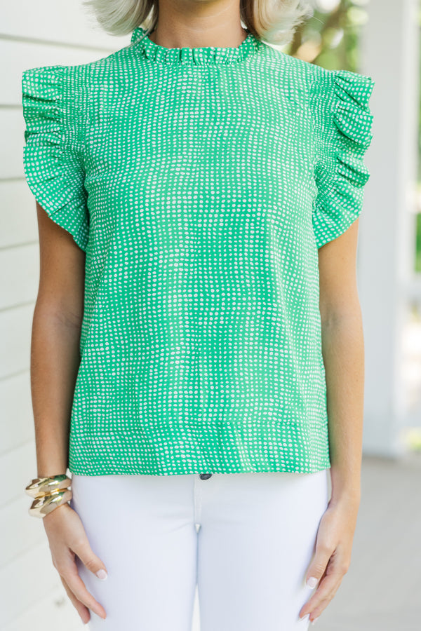 Make My Day Green Ruffled Top