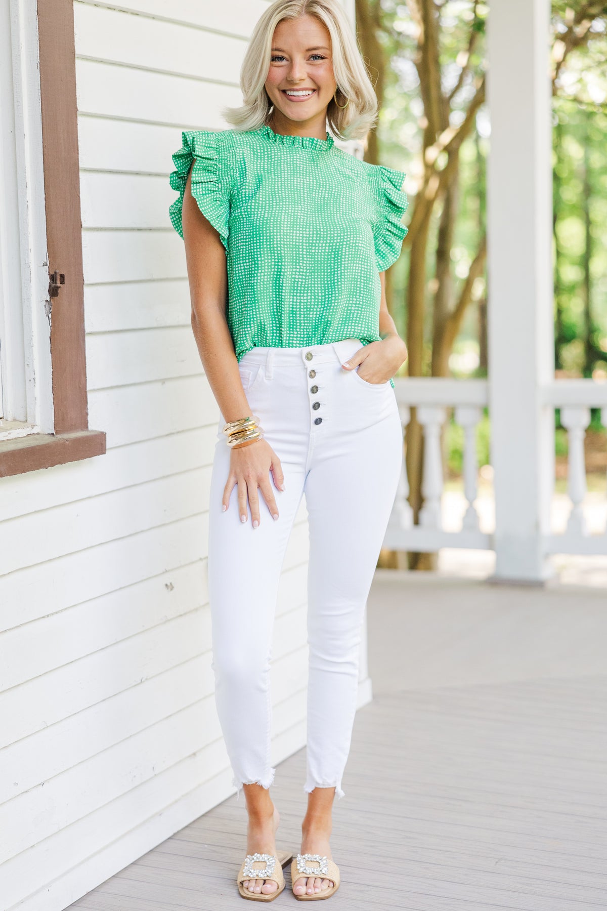 Make My Day Green Ruffled Top – Shop the Mint