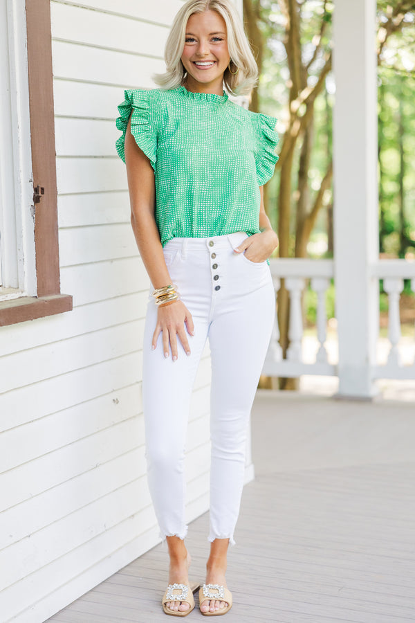 Make My Day Green Ruffled Top